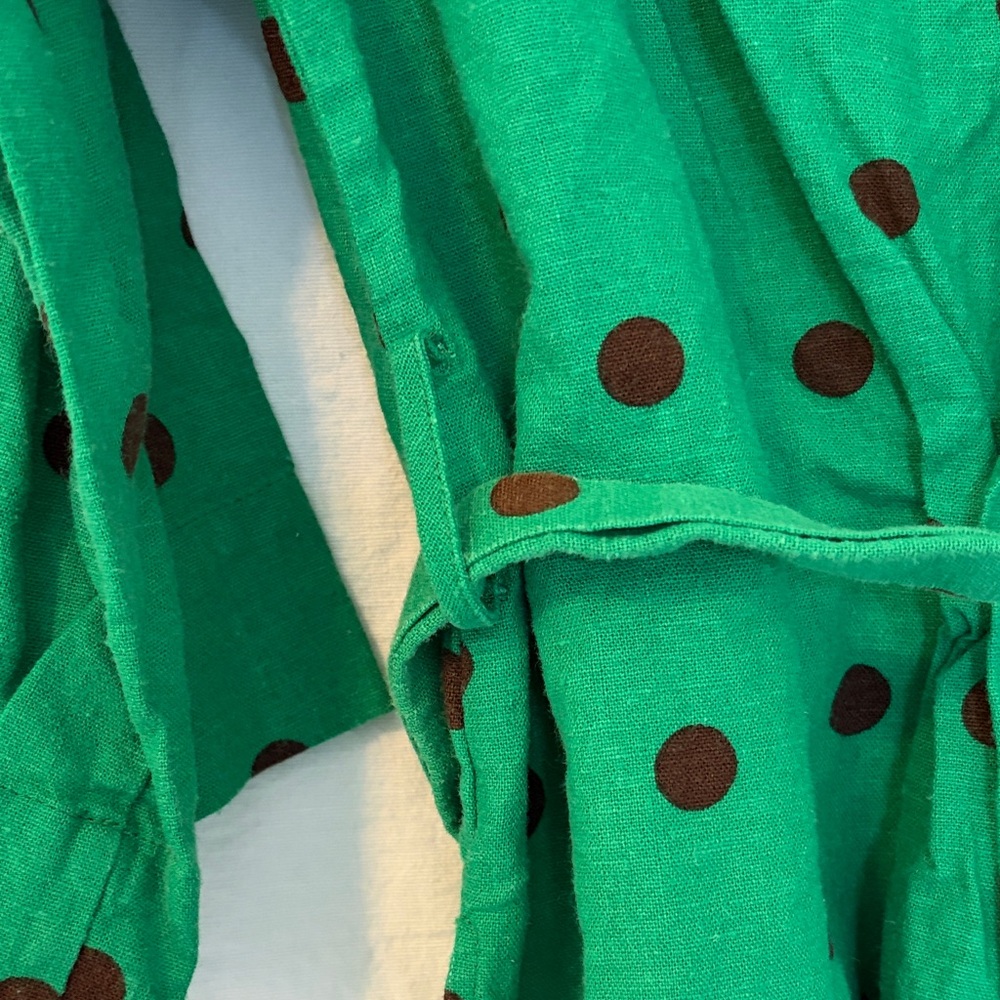 Zara Green Wrap Tunic with Black Polka Dots, M - Picture 7 of 8
